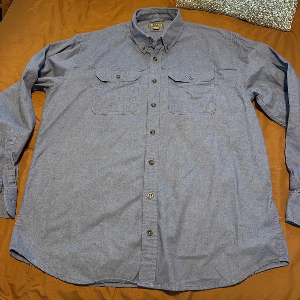 TSG Men's Blue Long Sleeve Button Down Shirt Size Large 100% Cotton